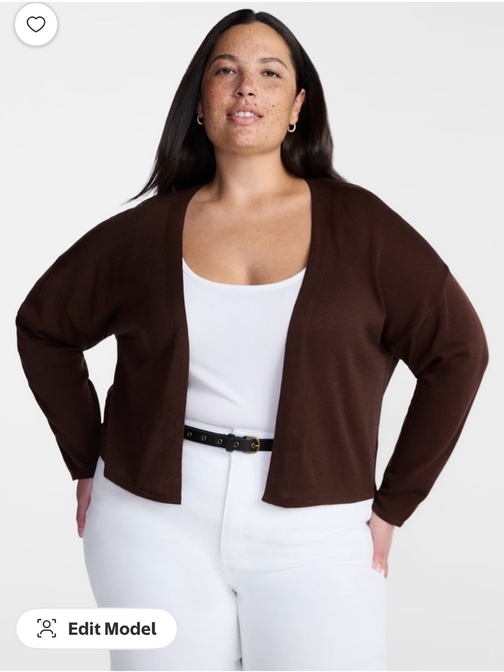 Terra & Sky Brown Open-Front Cropped Cardigan